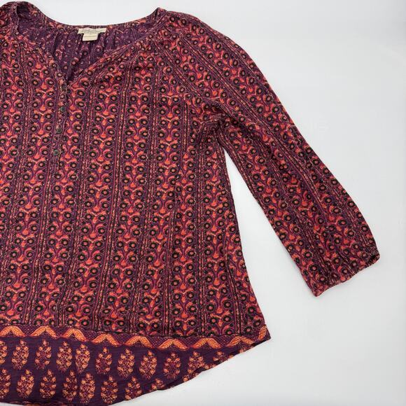 LUCKY BRAND Shirt Womens Size XL Boho Floral Print Relaxed Blouse Casual Top - Picture 5 of 8